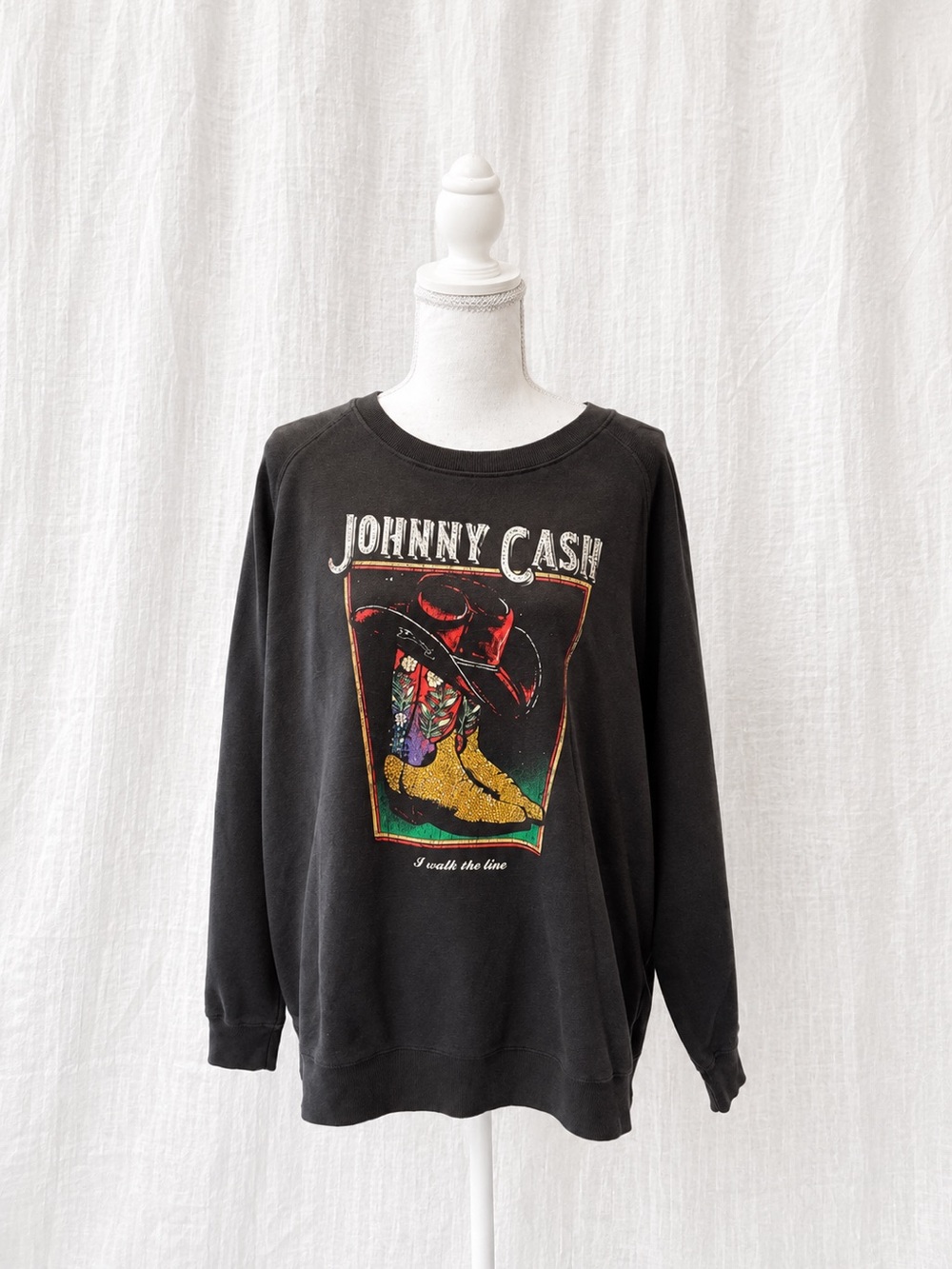 Johnny Cash Black Graphic Crewneck Sweater